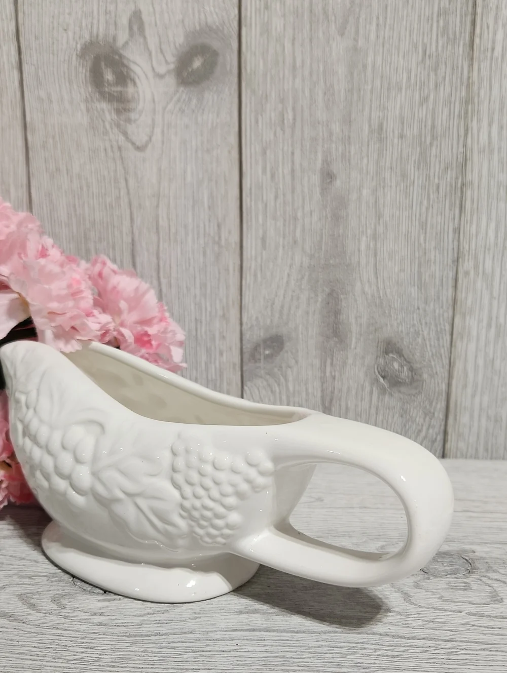 Embossed Grape & Leaves Design Gravy Boat